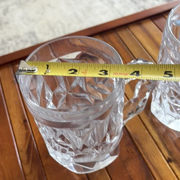 Tiffany & Co Rock Cut White Crystal Drinkware Beer Mugs with Geometric Design